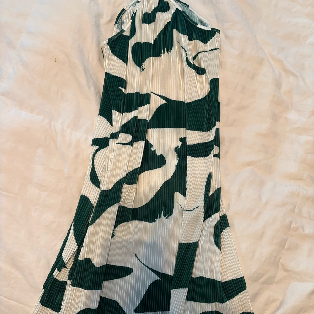 Green and White high neck dress